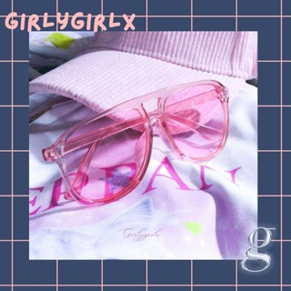 🍹Girlygirlx🍹แว่นตาแฟชั่น ทรงนักบิน สีชมพูใส 🍒ถ่ายจากสินค้าจริง🍒