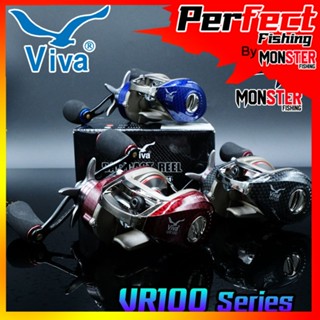 รอกหยดน้ำ VIVA Baitcast Reel VR100 หมุนขวา (ลายแคฟล่าแดง/น้ำเงิน/ดำ)