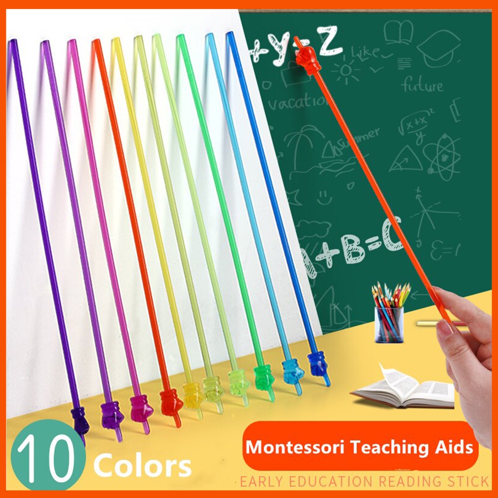 10 สี Early Education อ่าน Stick Montessori การสอนตัวชี้สําหรับห้องเรียนไวท์บอร์ดกระดานดําเด็กการเรียนรู้ Aid