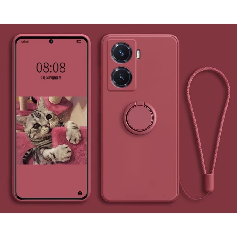 ผู้ถือแหวน Lanyard ซิลิโคนเหลวโทรศัพท์มือถือฝาครอบกันกระแทกเคสโทรศัพท์สําหรับ OPPO A17K A17 Reno 7 S