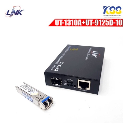 LINK UT-1310A+UT-9125D-10 Fiber Gigabit Media Converter 1-Port RJ45 LC Connector (SM) 1-SFP ประกัน3ป