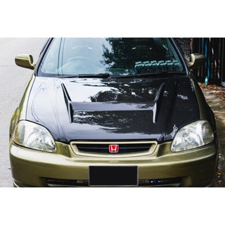 Econ GT ฝากระโปรงคาร์บอน ไฟเบอร์ - คาร์บอน เคฟล่า HONDA Civic EK 96-98 (ลายสอง)