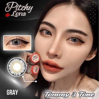 คอนแทคเลนส์ Big eye ลาย Tommy 3tone ยี่ห้อ Pitchy Lens ตาโต สีเทา ตาล มีค่าสายตา (0.00)ถึง(-800)