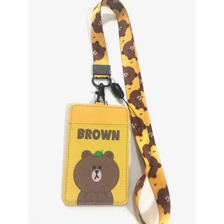 Brown yl สายคล้องคอ สายคล้องบัตร ที่ใส่บัตร ซองใส่บัตร ที่ใส่บัตร พร้อมสายคล้องคอ ลาย Brown บราวน์  งานดี สวยงาม pmyl