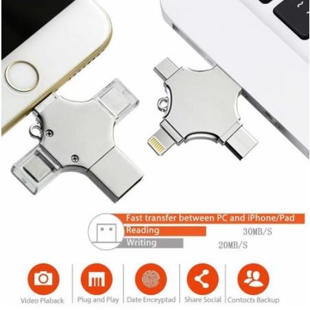 Hp 4in1 แฟลชไดรฟ์ USB 3.0 Memory Stick OTG Pendrive Android / สําหรับ ios Laptop 1TB