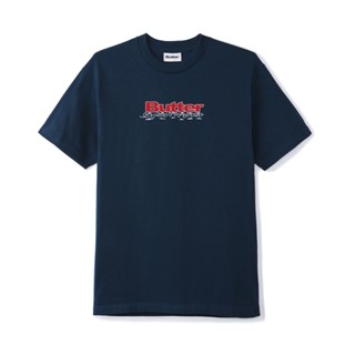 BUTTER GOODS เสื้อยืด RUNNING LOGO TEE NAVY สีกรมท่า