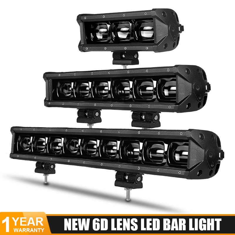 6D Lens Led Light Bar 8'' 14'' 20 inch Flood beam barra led 4x4 Driving Lights for Niva lada offroad