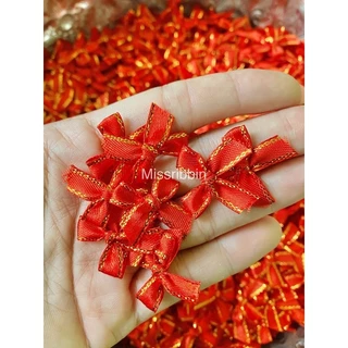 Missribbinโบว์จิ๋ว ริบบิ้นผ้าขอบทอง แพค100ชิ้น