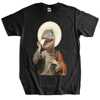 เสื้อยืดผ้าฝ้าย เสื้อยืด ผ้าฝ้าย ทรงหลวม ลาย Raptor Jesus แฟชั่นฤดูร้อน สําหรับผู้ชาย และผู้หญิง