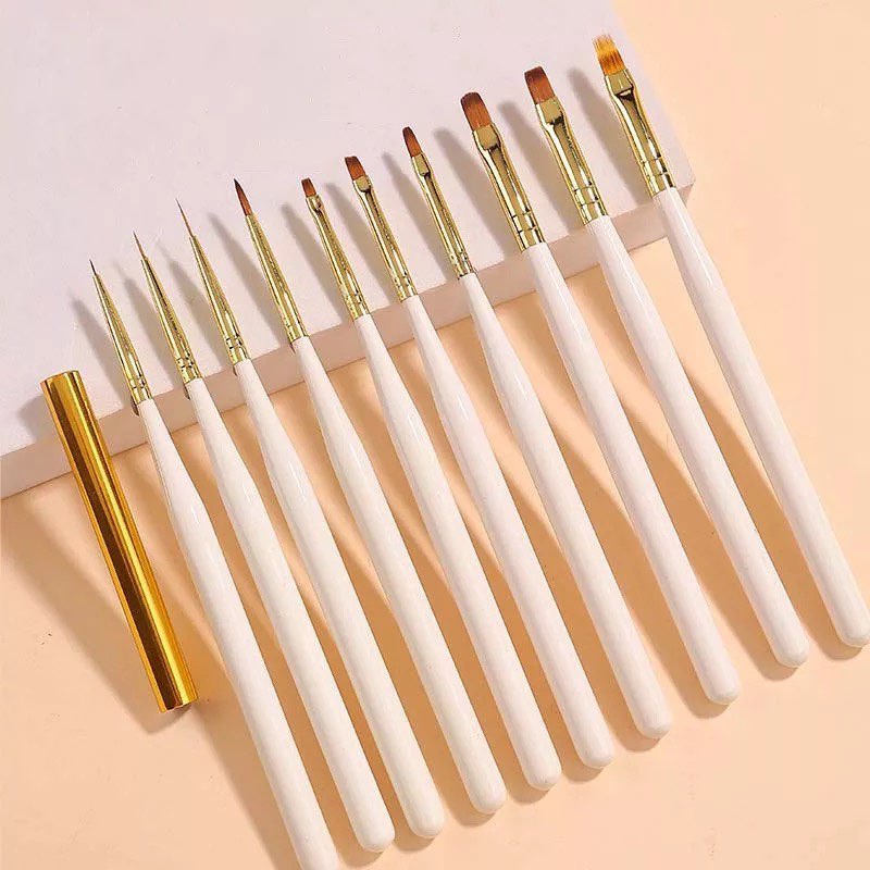 พู่กันด้ามครีมมีฝาปิดสีทอง มีให้เลือก 10 แบบ ตกแต่งเล็บเจล สีเจล