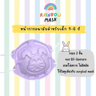 แมสเด็ก 6D หน้ากากอนามัยเด็กเล็กสำหรับเด็ก 4-6 ปี แมสเด็กอนุบาล แพ็ค10 ชิ้น ป่องกลางหายใจสะดวก ไม่อึดอัด ผลิตในประเทศไทย