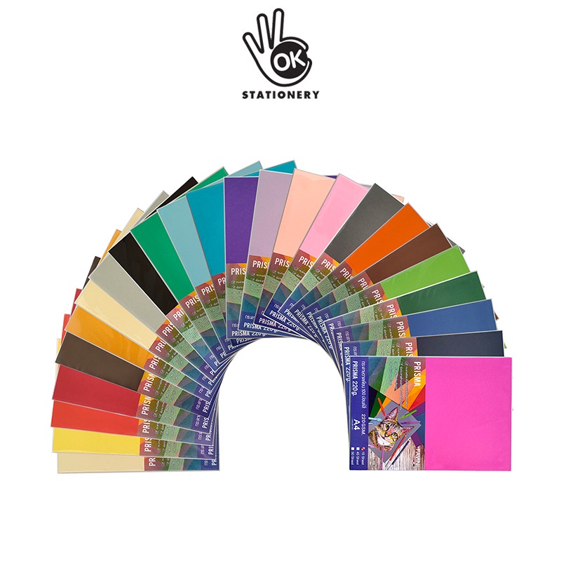 Prisma กระดาษวาดเขียนสี 2 หน้า กระดาษสี กระดาษสีชอล์ค 220 แกรม 10 แผ่น ขนาด A4
