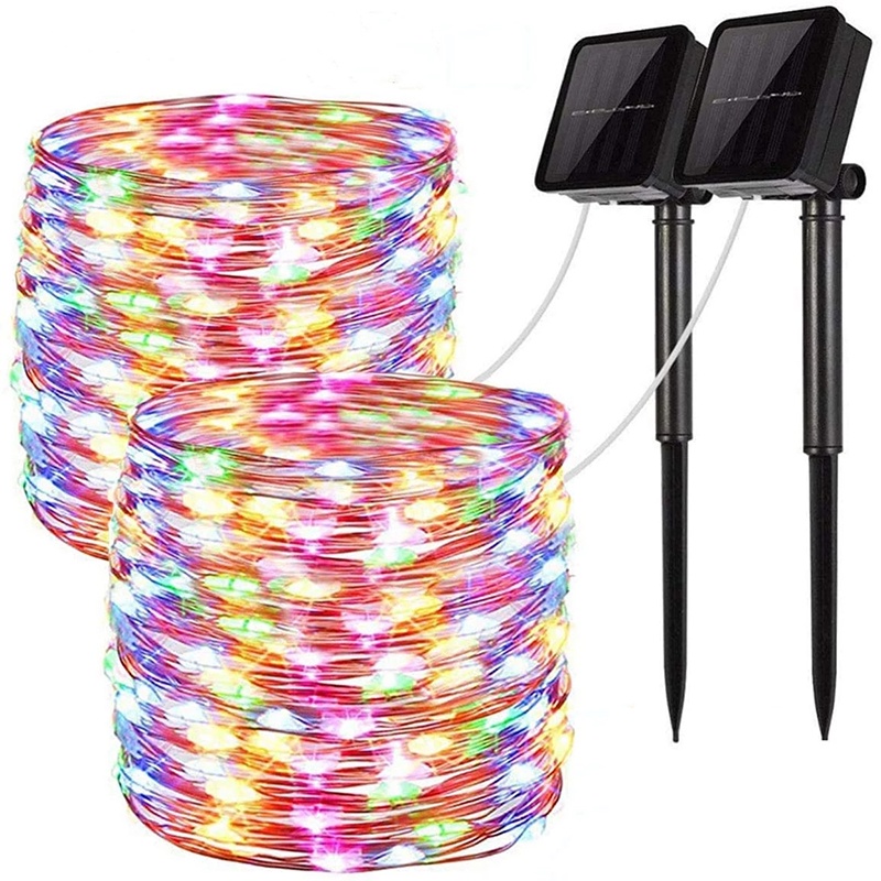 10M/22M 100/200 Leds Solar LED Copper String Wire Strip Lighting Fairy Light Christmas Party Garden Outdoor Lighting