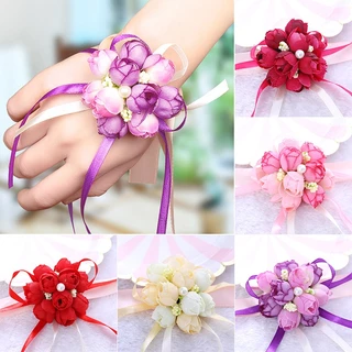 ข้อมือเพื่อนเจ้าสาว (จัดส่งภายใน3-4วัน) ริบบิ้นข้อมือดอกไม้