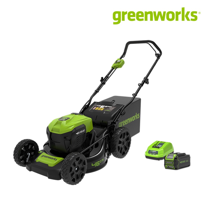 Greenworks เครื่องตัดหญ้าแบบเข็นไร้สาย 18 นิ้ว 3in1 40V New Model (ครบชุด) รวมแบตฯ 4.0 แอมป์ และที่ชาร์จ Lawn Mower