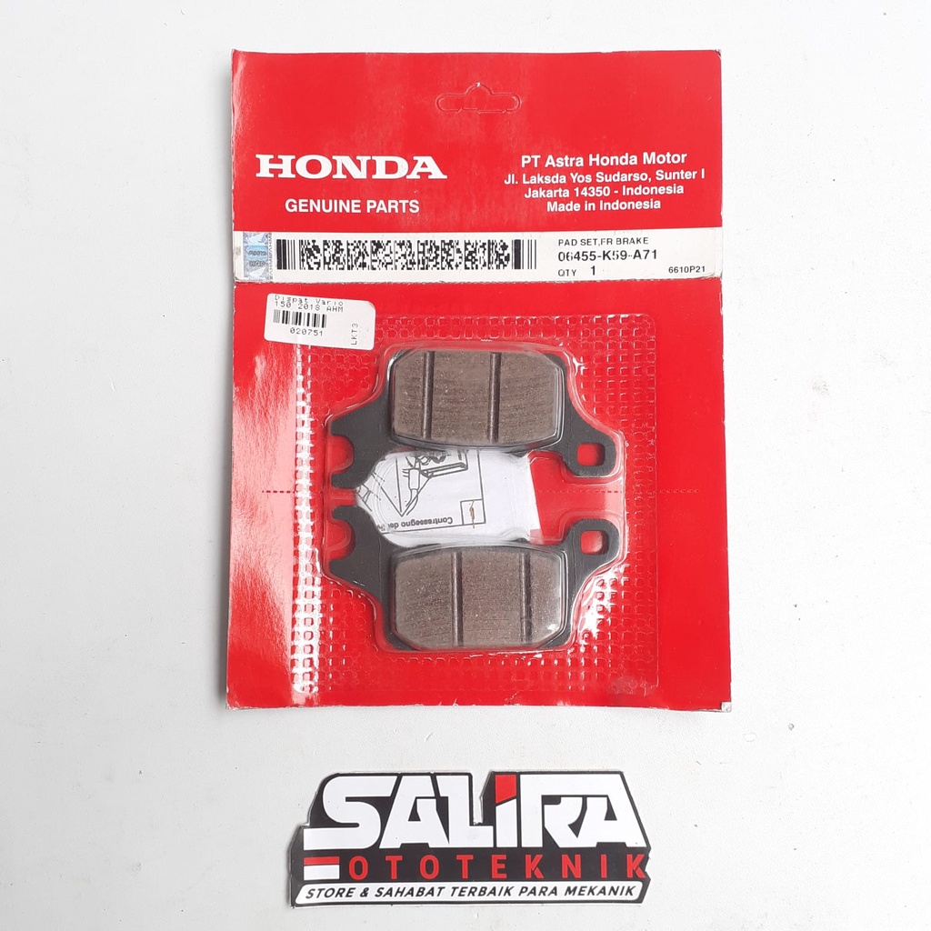 ผ้าเบรค AHM 06455 K59 A71 Honda Vario 150 2018 ดั้งเดิม