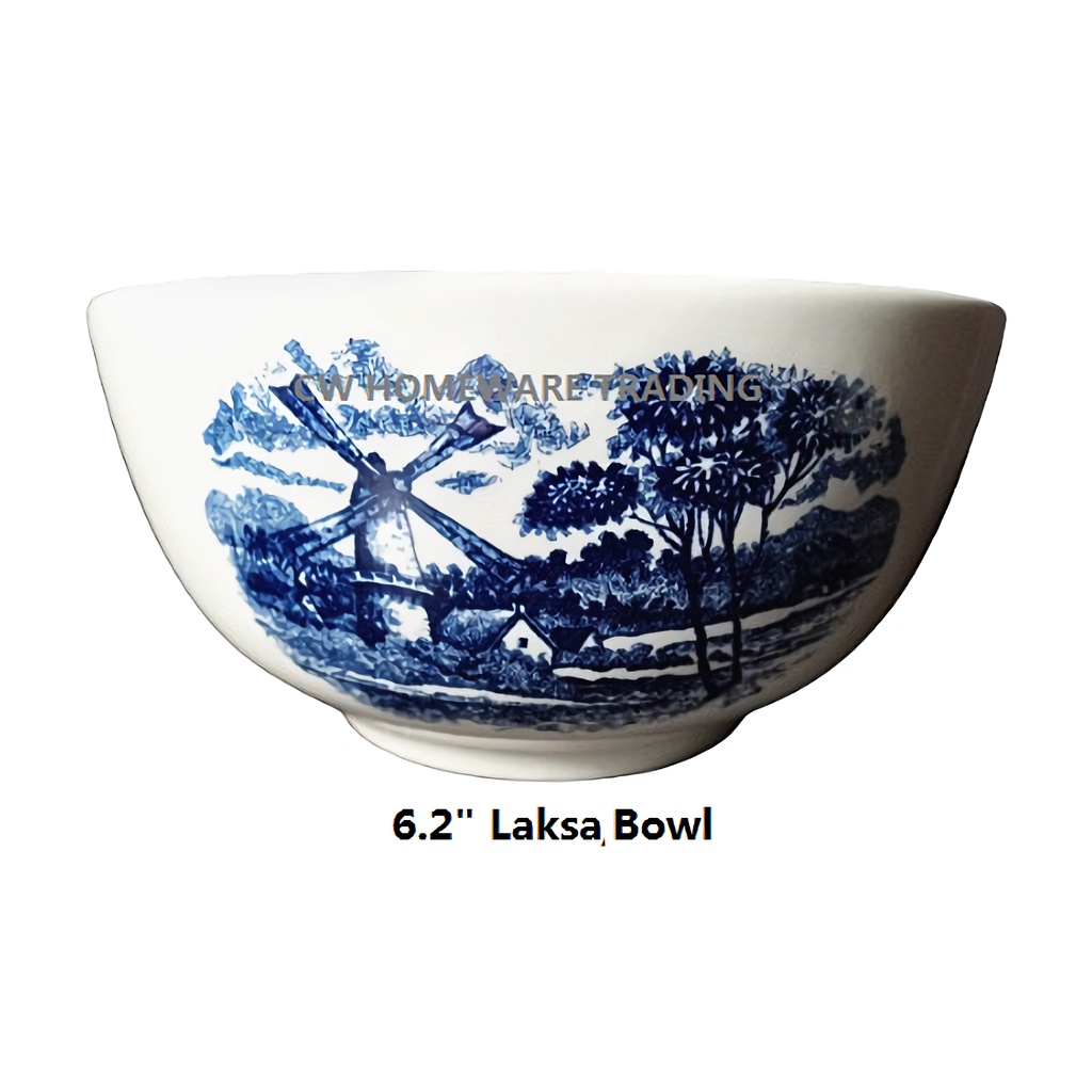 Claytan 185B Windmill Blue- 6.2" Mangkuk Laksa | ชามลารักษา