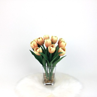 แจกันทิวลิปปลอม รุ่นน้ำเทียม Artificial Tulip arrangement แจกันดอกไม้ประดิษฐ์ตกแต่งบ้านเกรดพรีเมี่ยม