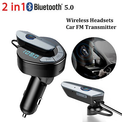บลูธูทในรถยนต์ Bluetooth Receiver Car Kit FM Transmitter Radio Adapter with Bluetooth Headset Handsf