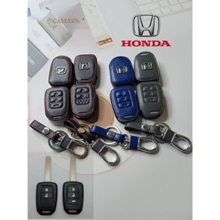 ซองหนังแท้ใส่ กุญแจรีโมทรถยนต์ Honda Accord,City,HR-V,CR-V,BR-V,JAZZ, Brio 2-3 ปุ่ม รุ่นโลโก้ H แดง