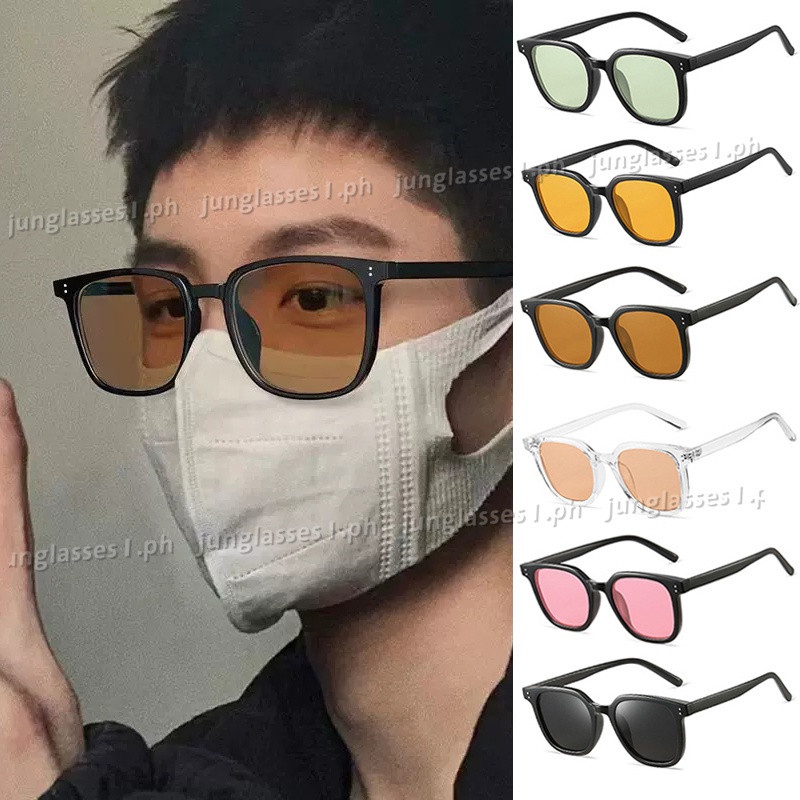Unisex อินเทรนด์ เลนส์สีน้ําตาล ป้องกัน UV กรอบสี่เหลี่ยม สีดํา แฟชั่น Shades สําหรับชาย/หญิง