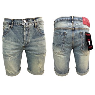 JEANSEXPRESS Shorts Mens กางเกงยีนส์ชายทรงสลิม สีบลูฟอกซีดเซอร์ เป้ากระดุม ผ้ายืด Size 28-36 รับชำระปลายทาง