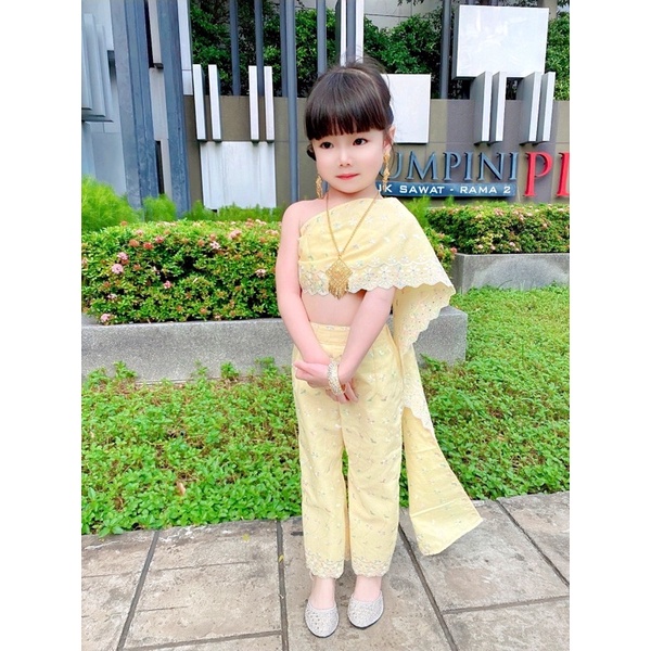 ชุดไทยแฟชั่นประยุกต์เด็กสไบลูกไม้