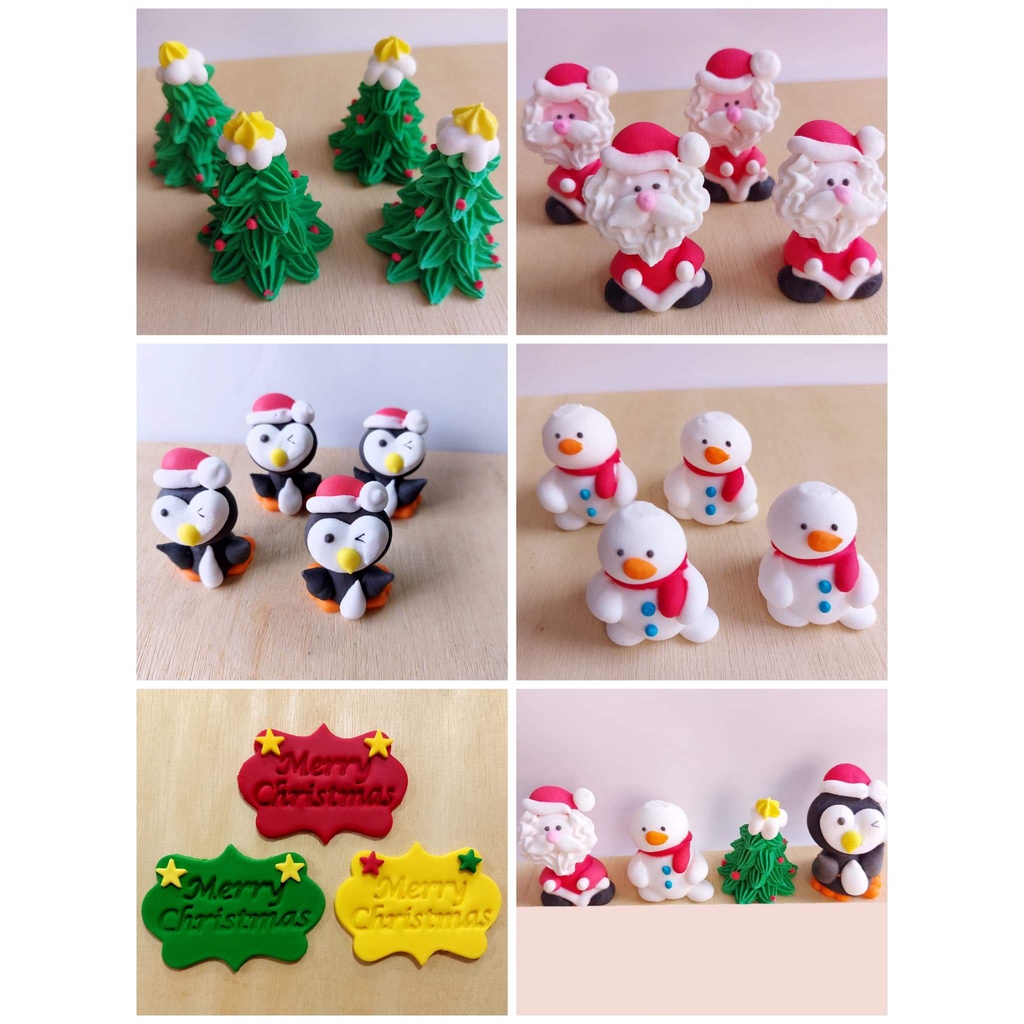 น้ำตาลแต่งขนม วันคริสมาส วันปีใหม่ คัพเค้กเทศกาลคริสมาส Christmas cake topper น้ำตาลแต่งหน้าเค้ก เทศกาลคริสมาส น้ำตาลแต