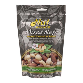 นัทวอล์คเกอร์ มิกซ์นัท เนอเชอรัล 150กรัม ยกแพ็ค 2แพ็ค ถั่วรวมมิตรอบเกลือ NUT WALKER MIXED NUTS NATURAL ROASTED SALTED