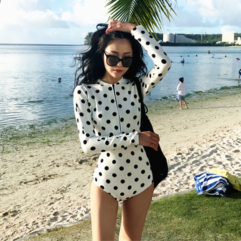 Sailbee ชุดดําน้ําผู้หญิงชุดดําน้ําดูปะการังแขนยาวครีมกันแดดชุดว่ายน้ําน้ําพุร้อนชิ้นเดียวชุดว่ายน้ํ