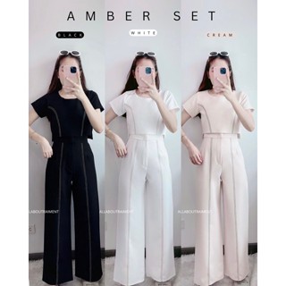 AMBER SET ใส่โค้ดALLABU9ลดเหลือ498ชุดเซทขายาวแบบใหม่เดินด้ายสีตัด