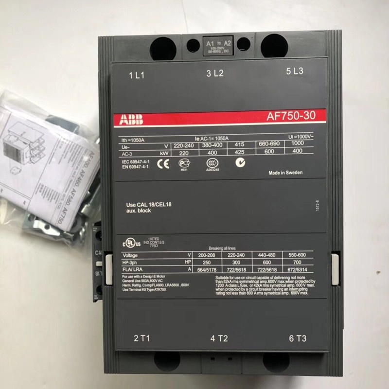 HB ABB คอนแทคเตอร์ 3 ชั้น AF series AC/DC ทํางาน 1NC+1NO 750A 400kw AF750-30-11-68 AF750-30-11-68 AF