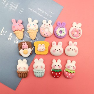 แผ่นกาวเรซิ่น รูปการ์ตูนโดนัท กระต่าย diy สําหรับตกแต่งเคสโทรศัพท์มือถือ ปิ่นปักผม แก้วน้ํา