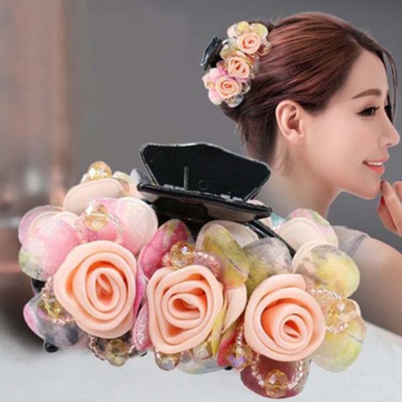 กิ๊บติดผมหางม้า ลายดอกไม้ สวยหรู แฟชั่นเกาหลี - รูปที่ 4