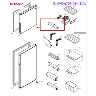 อะไหล่แท้ศูนย์/ชั้นวางขวดน้ำด้านบนช่องฟรีสตู้เย็นชาร์ป/UPOK-A252CBFA/SHARP/รุ่น SJ-Y22T