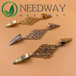 Needway คลิปหนีบเสื้อผ้า ผู้หญิง สีเงิน ตกแต่งชุดเดรสแฟชั่น ย้อนยุค อุปกรณ์เย็บผ้า คาร์ดิแกน ที่หนีบ