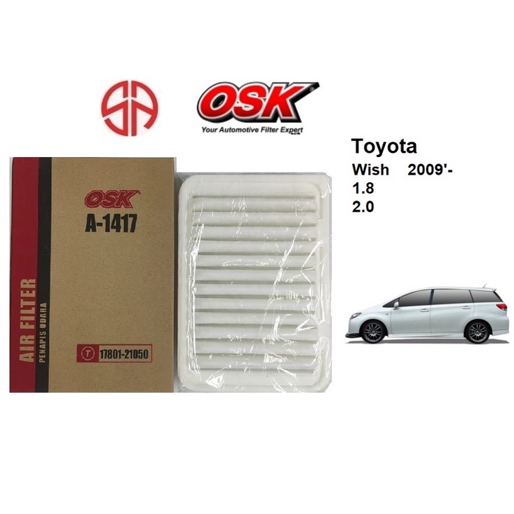Toyota Wish 1.8 2.0 กรองอากาศ OSK โอซาก้า A-1417 2ZR-FAE 3ZR-FAE Wish XE20 ZGE20 ZGE21 ZGE22 ZGE2501