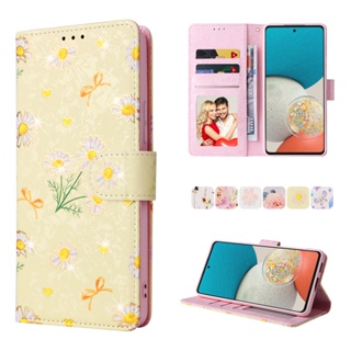 เคสฝาพับ เคสเปิดปิด for Samsung Galaxy A12 A13 A23 A32 A51 4G A22 A32 A33 A52 A52s A53 5G Flip Cover Leather Case Daisy Rose Flower Wallet With Card Holder TPU Lanyard เคสโทรศัพท์มือถือหนัง นิ่ม ฝาพับ ลายดอกเดซี่ ดอกกุหลาบ พร้อมช่องใส่บัตร เคส ฝาพับหนัง