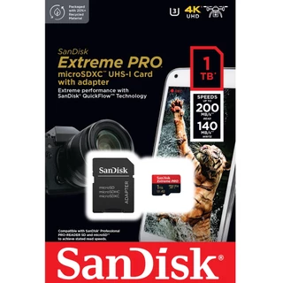 SanDisk Extreme PRO microSD Card 128GB 256GB 512GB 1TB UHS-I A2 Speed 200 (SDSQXCD) เมมโมรี่การ์ด