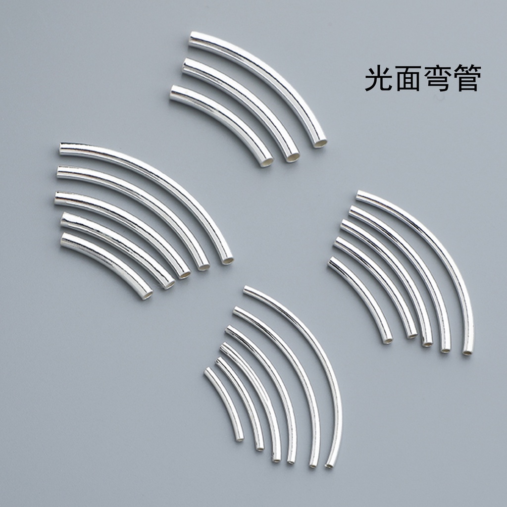 S925 Silver Glossy Elbow Plain Silver Accessories DIY Handmade สร้อยข้อมือสร้อยคอทําเชือกถักลูกปัดวั