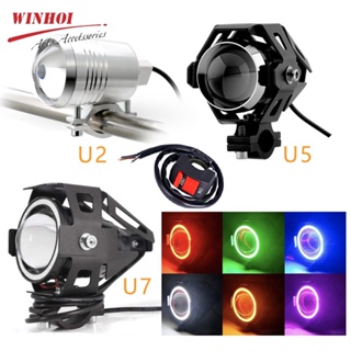 2PCS LED Motorcycle Headlight Auxiliary Diode Fog Light U2 U5 U7 Motorbike Head Light 12V 24V Universal Additional Spotl