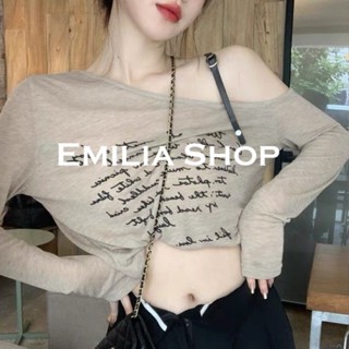 EMILIA SHOP  เสื้อ เสื้อครอป เสื้อผ้าแฟชั่นผู้หญิง เสื้อแขนยาวไหมพรม 2022 ใหม่  High quality สวยงาม สบาย ทันสมัย S031071 36Z230909