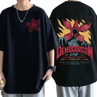 เสื้อยืดผู้ชาย ใหม่ เสื้อยืดลําลอง ผ้าฝ้าย แขนสั้น พิมพ์ลาย Eddie Munson The Demogorgon Cannibal Flower Monster แฟชั่นฤด