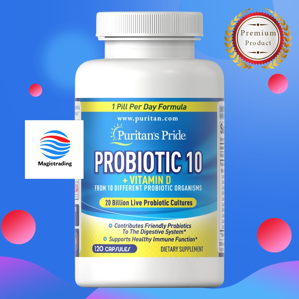 Puritan's Pride Probiotic 10 with Vitamin D 20 billion / 120 Capsules