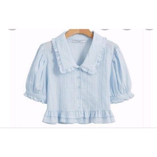 เสื้อแขนตุ๊กตาสีฟ้าน่ารักๆ