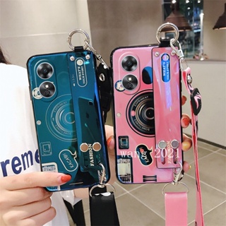 In Stock Phone Case เคส OPPO Reno8 T 5G 4G Reno 8T 8 T 2023 Casing IMD Blu-ray Camera Cartoons Wristband Multifunctional Backpack Soft Case เคสโทรศัพท