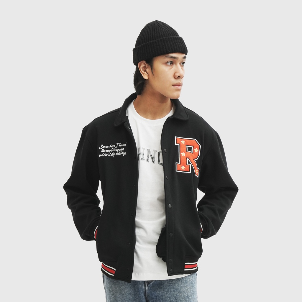 Roughneck VB015 เสื้อแจ็คเก็ต Black Star R Varsity