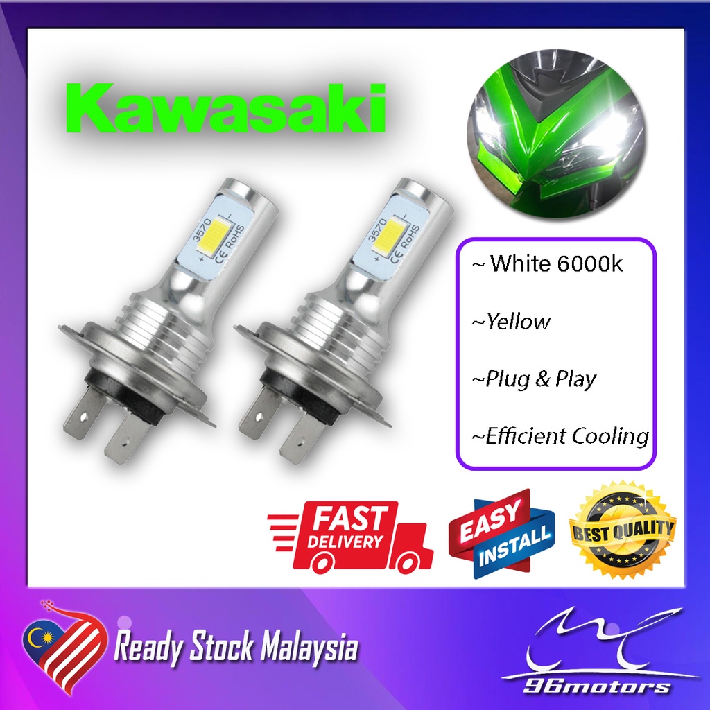 KAWASAKI หลอดไฟหน้ารถจักรยานยนต์ Led 6000k H7 สีขาว สําหรับ Versys Ninja 650 Zx6R Zx10R Z250 Z800 Z900 Z1000 96motors