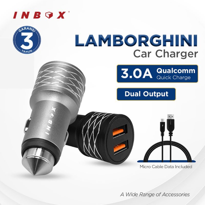 Inbox Lamborghini 3A Dual USB Qualcomm Quick Charge 3.0 Car Charger โดย Inbox