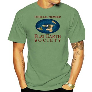 เสื้อยืดแฟชั่น Flat Earth Society - เสื้อยืดสีขาว - เสื้อยืดผ้าฝ้าย 100% สีขาว